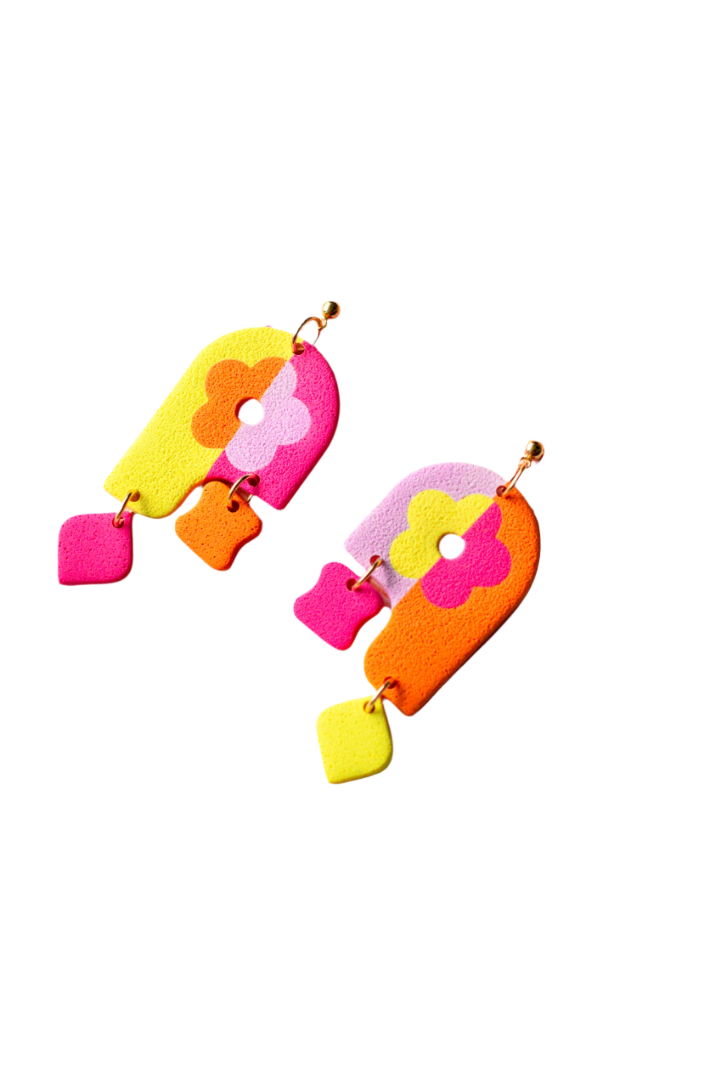 Mutlicolor Clay Floral Earrings
