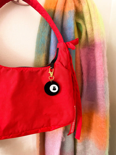 Fun 8 Ball keychain gift accessory for purse, tote, baggu, or backpack