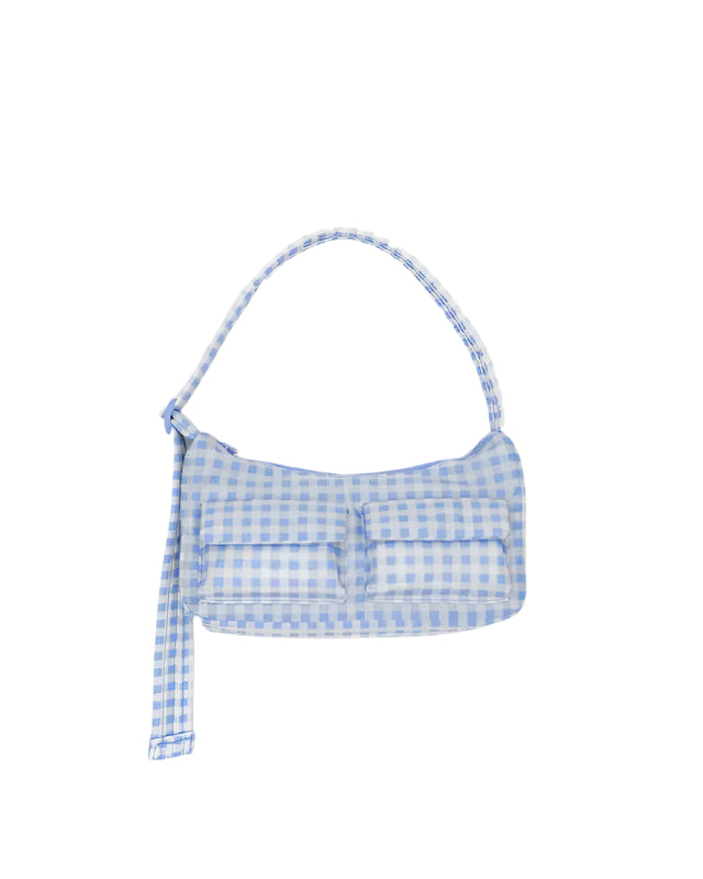 Mini Shoulder Nylon Baggu Light Blue Gigham 
