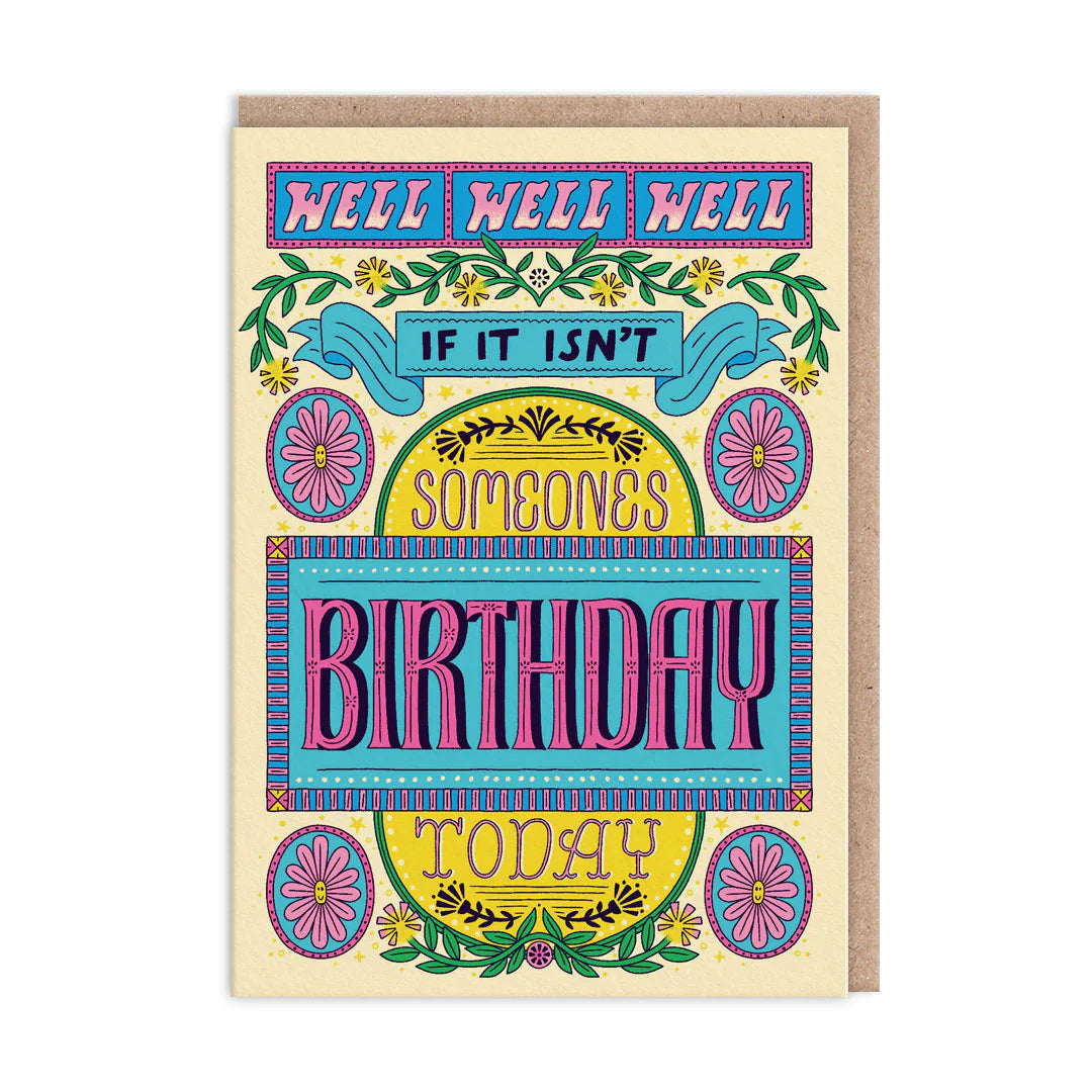 Well, Well, Well Greeting Card by Frieda Ruh with brown Kraft envelope, blank inside. gift shop knoxville