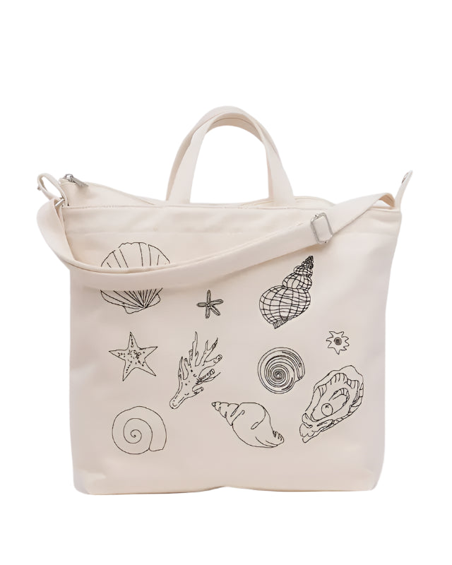 Horizontal Zip Duck Bag Embroidered Shells – Mother Shop