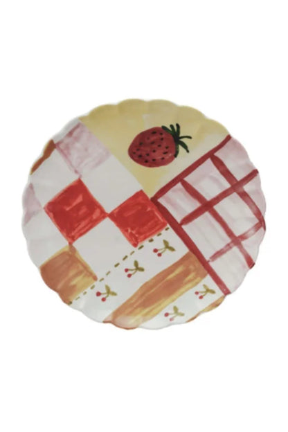 Cottage Core Scalloped Hand Painted Plates
