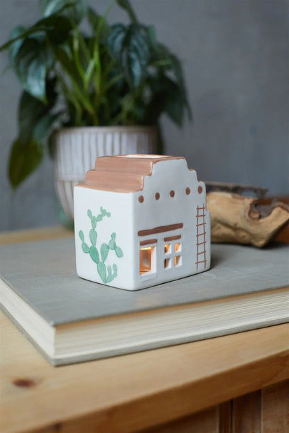 Santa Fe Adobe Style Incense & Tea Light Holder Ceramic House