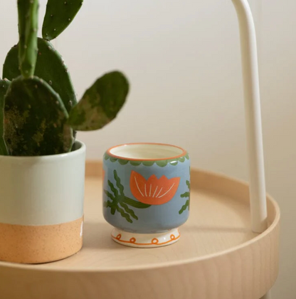 Cactus Flower Hand Painted Flower Ceramic Candle