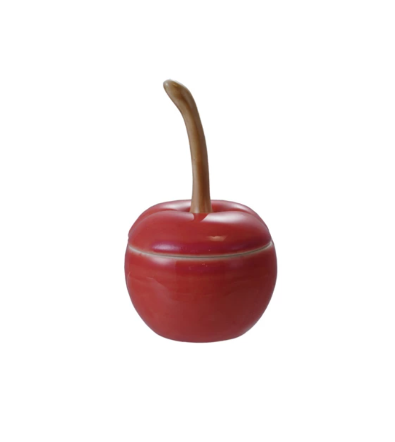 Cherry Shaped Stoneware Jar with Lid