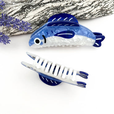 Playful Blue Flying Fish Hair Claw Clip