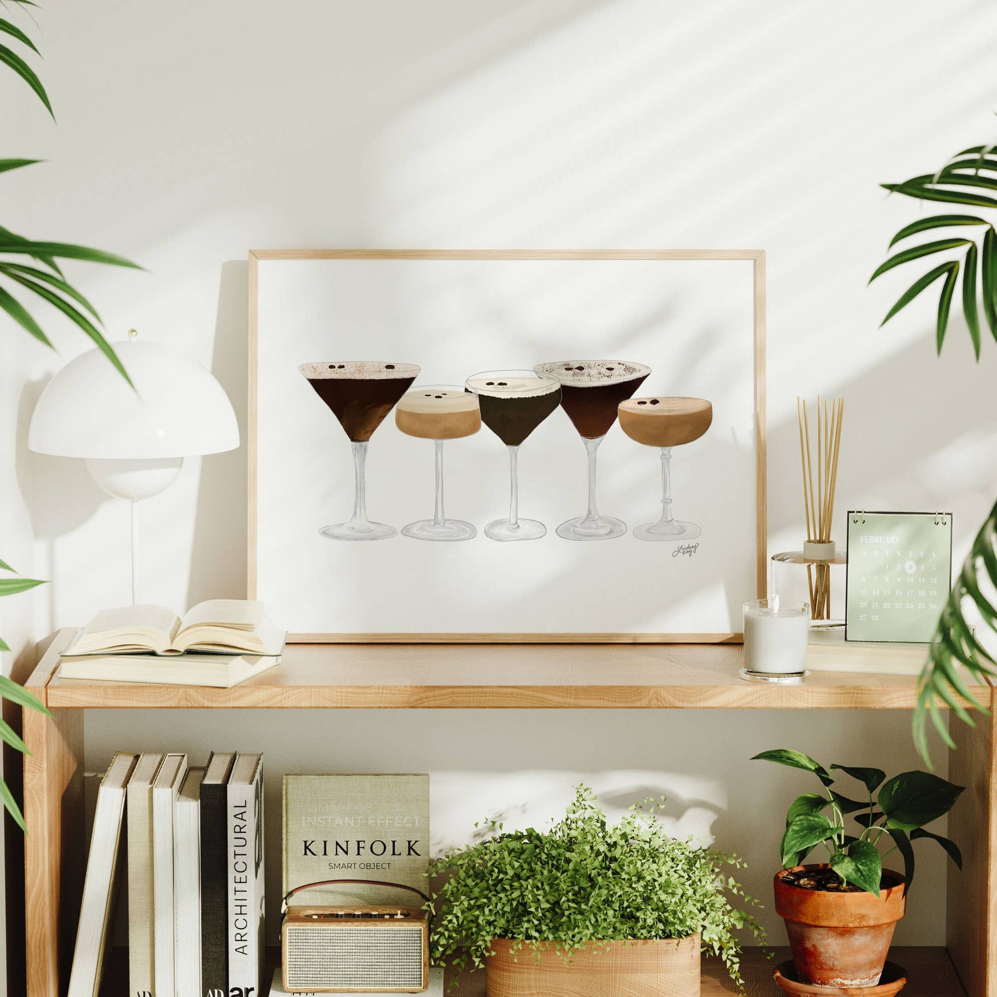 Cocktail themed espresso martini wall decor for bar cart