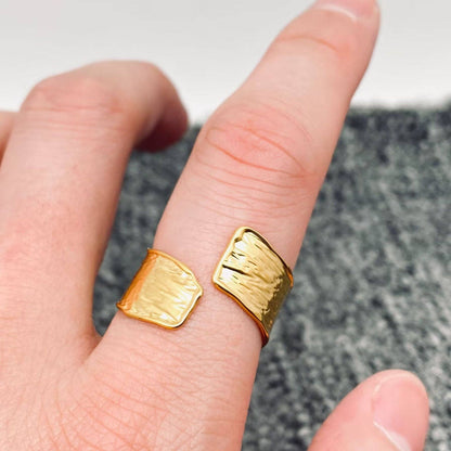 Pleated Design 18K Gold Plated Stainless Steel Ring