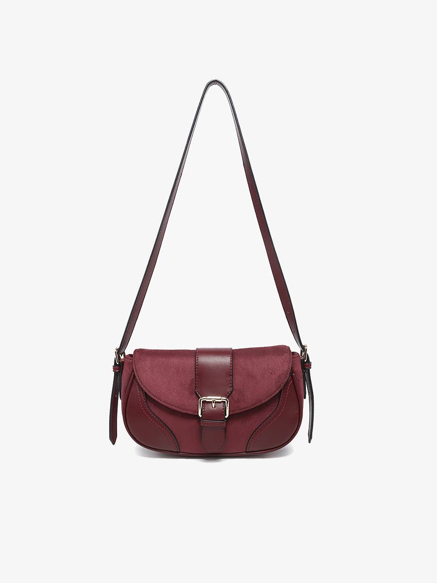 Duffy Contrast Suede Shoulder Bag Plum