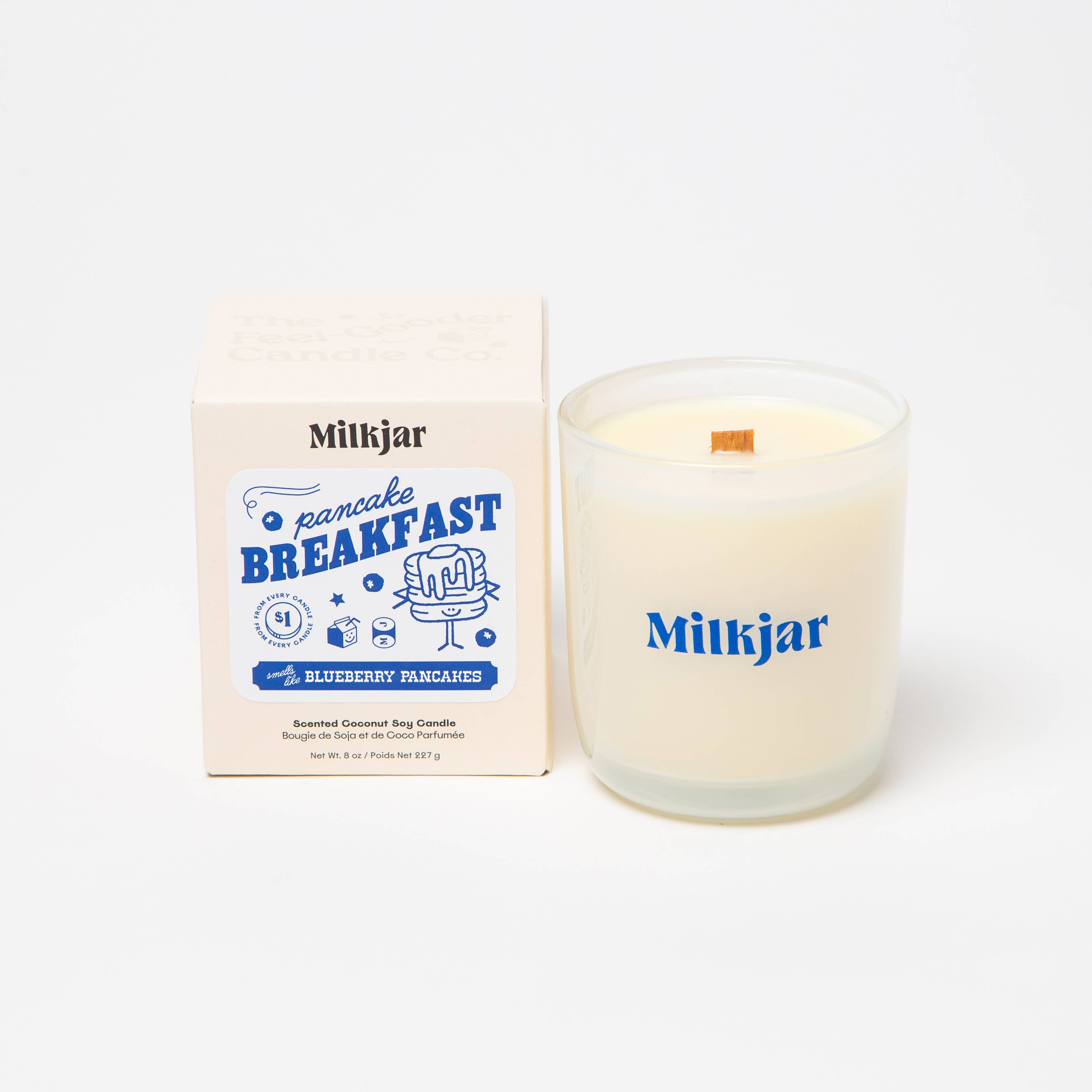 Blueberry pancake scented 8oz coconut soy candle with wooden wick