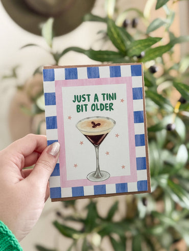 Funny cocktail themed birthday card with espresso martini design gift store