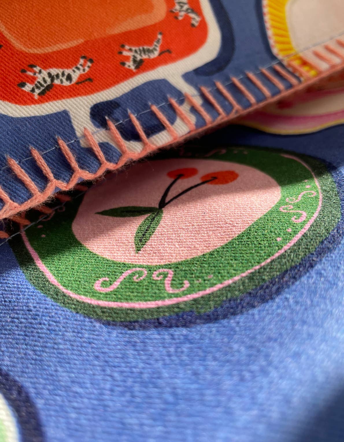 Dinner Plates Cotton Tea Towel with Embroidered Detail