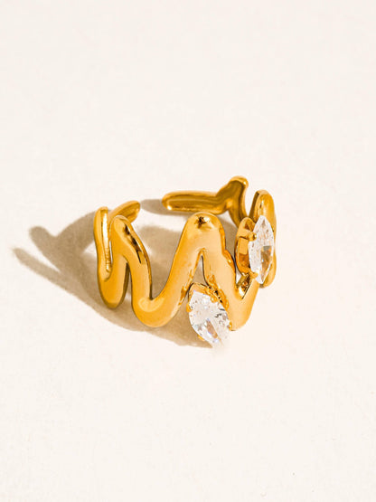 Lumi 18K Yellow Gold Abstract CZ Open Ring