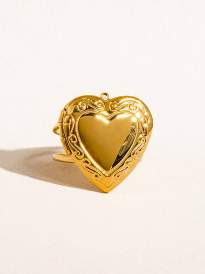 Sefina Locket Heart Adjustable Ring