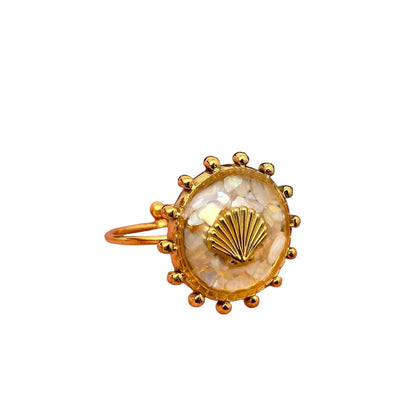 Shattered Shell 18K Gold Plated S.Steel Scallop Ring