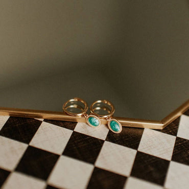 Riley Turquoise Hoops – hypoallergenic gold earrings