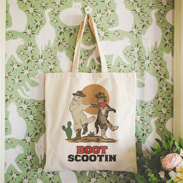 Cute Western cat tote bag for gift shop or cat fans