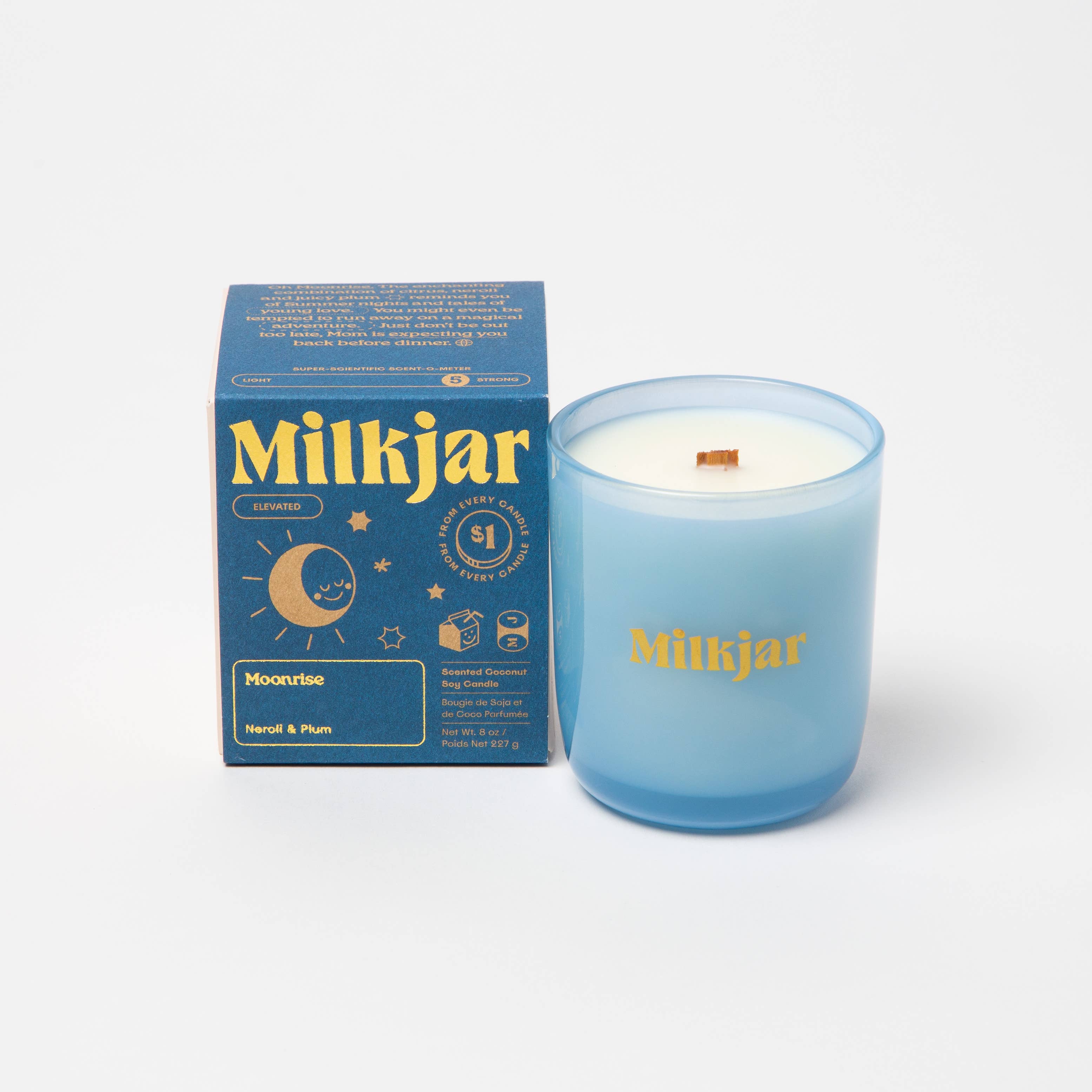 Moonrise neroli and plum 8oz coconut soy candle with wooden wick