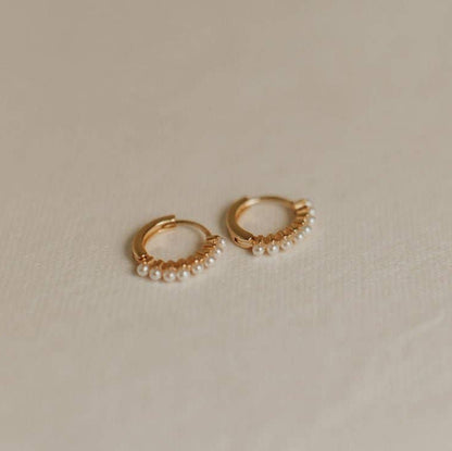 Grace Pearl Hoops huggies for her
