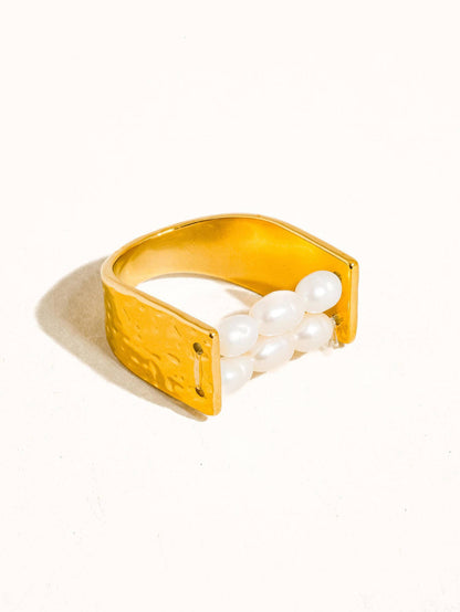 Romane 18K Gold Non Tarnish Beaded Pearl Ring