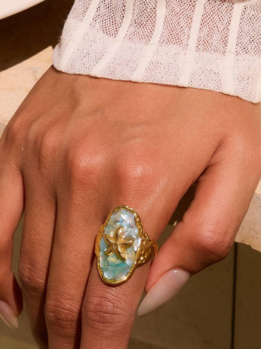 Keshet 18K Gold Non Tarnish Starfish Ring