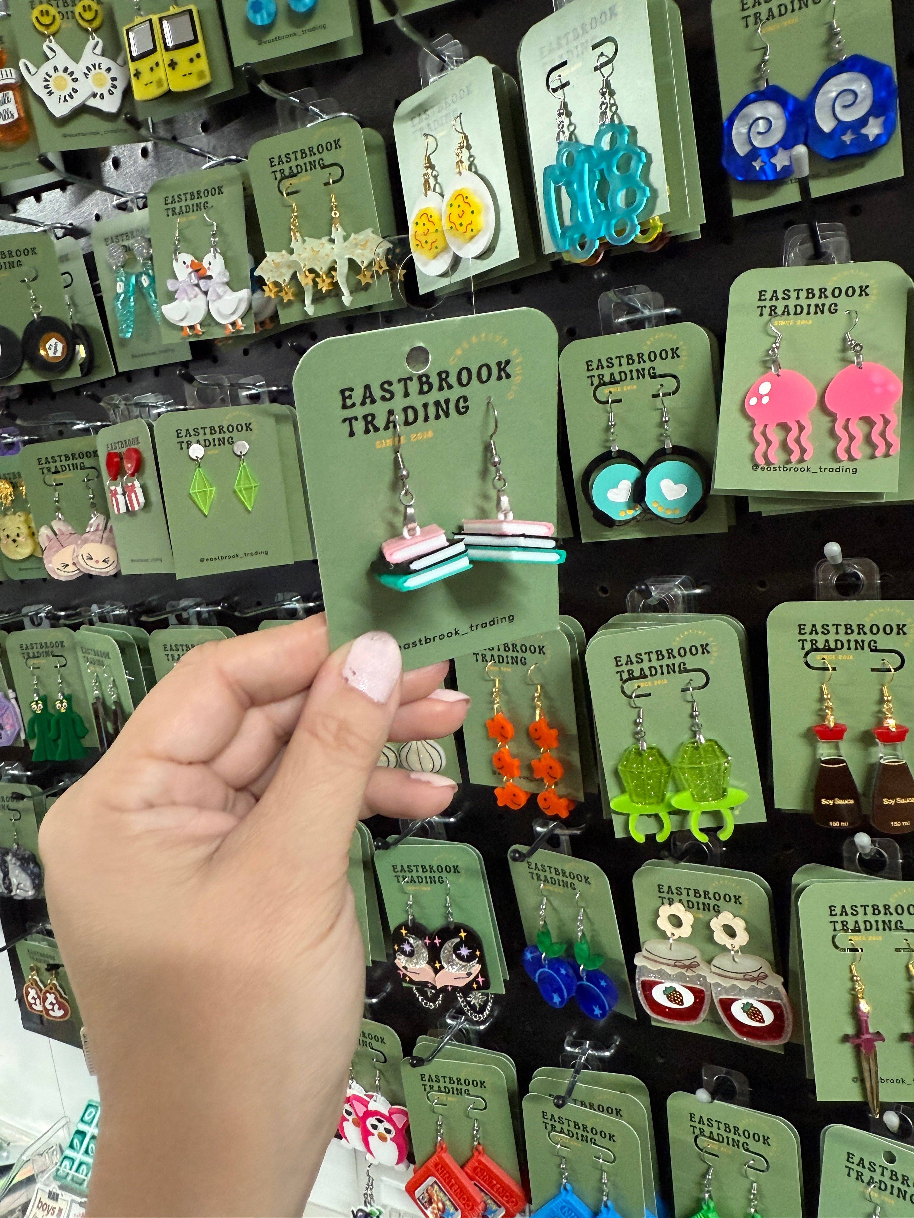 Miniature book themed dangle earrings for readers