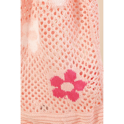 Floral Print Knitted Tote Bag