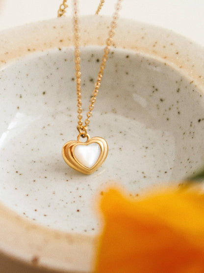 Jennie White Shell Stone Heart Necklace