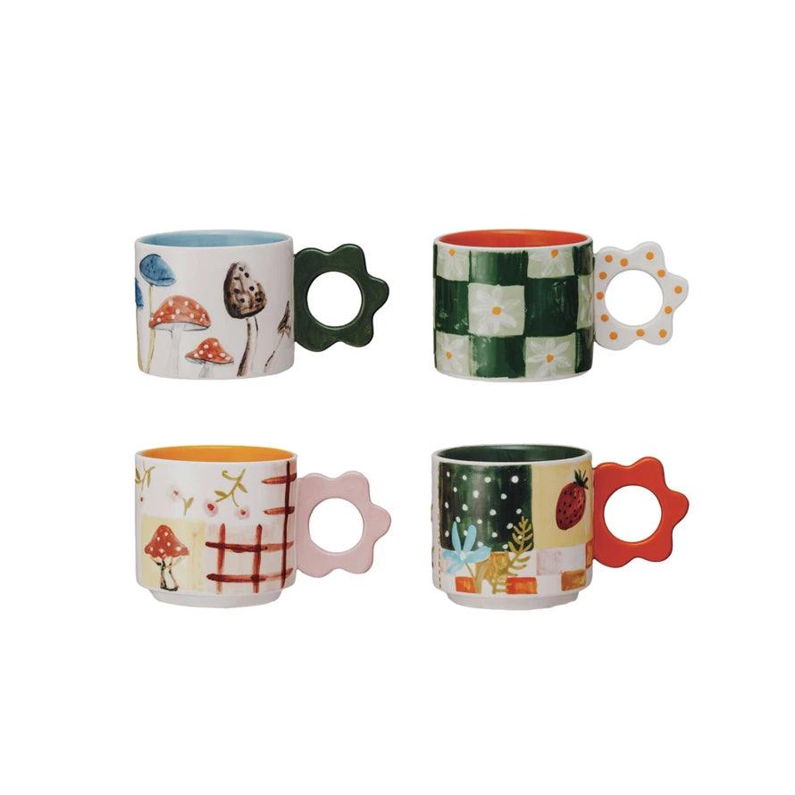 Nature Mushroom Hand Painted Stoneware Mug