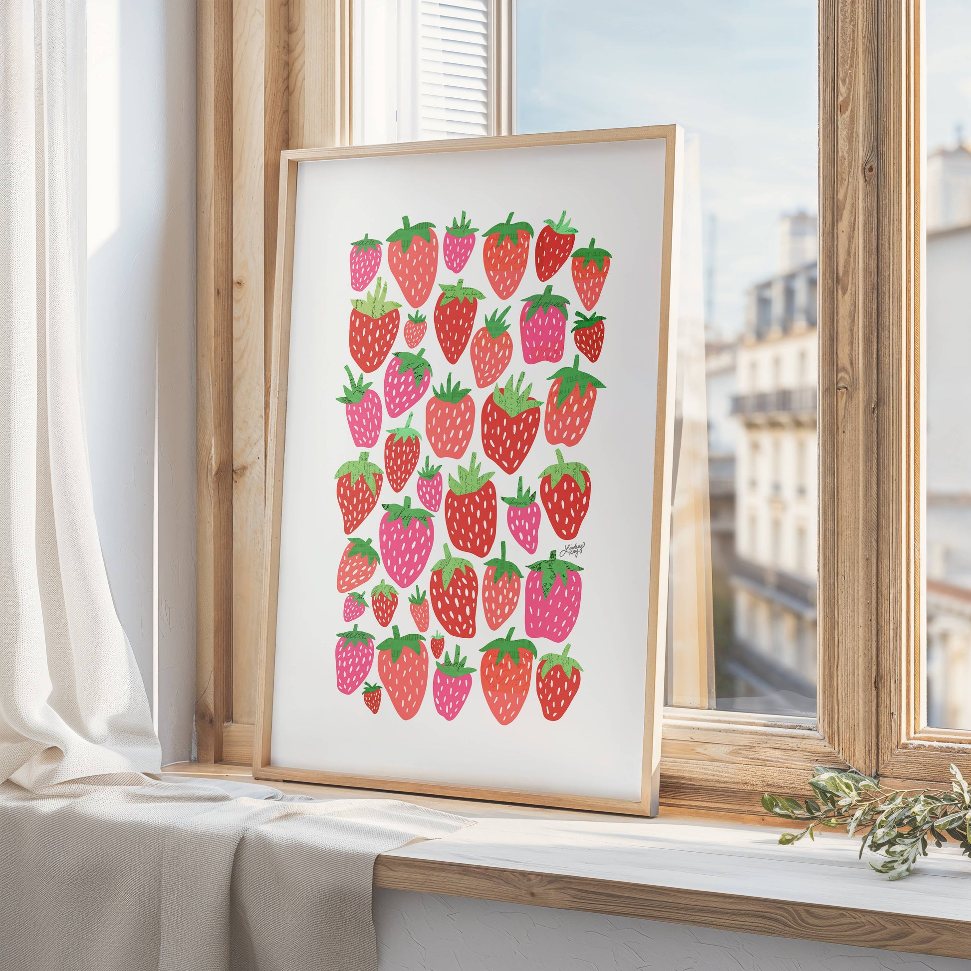 Strawberry kitchen art print bright, cheerful, and easy to frame