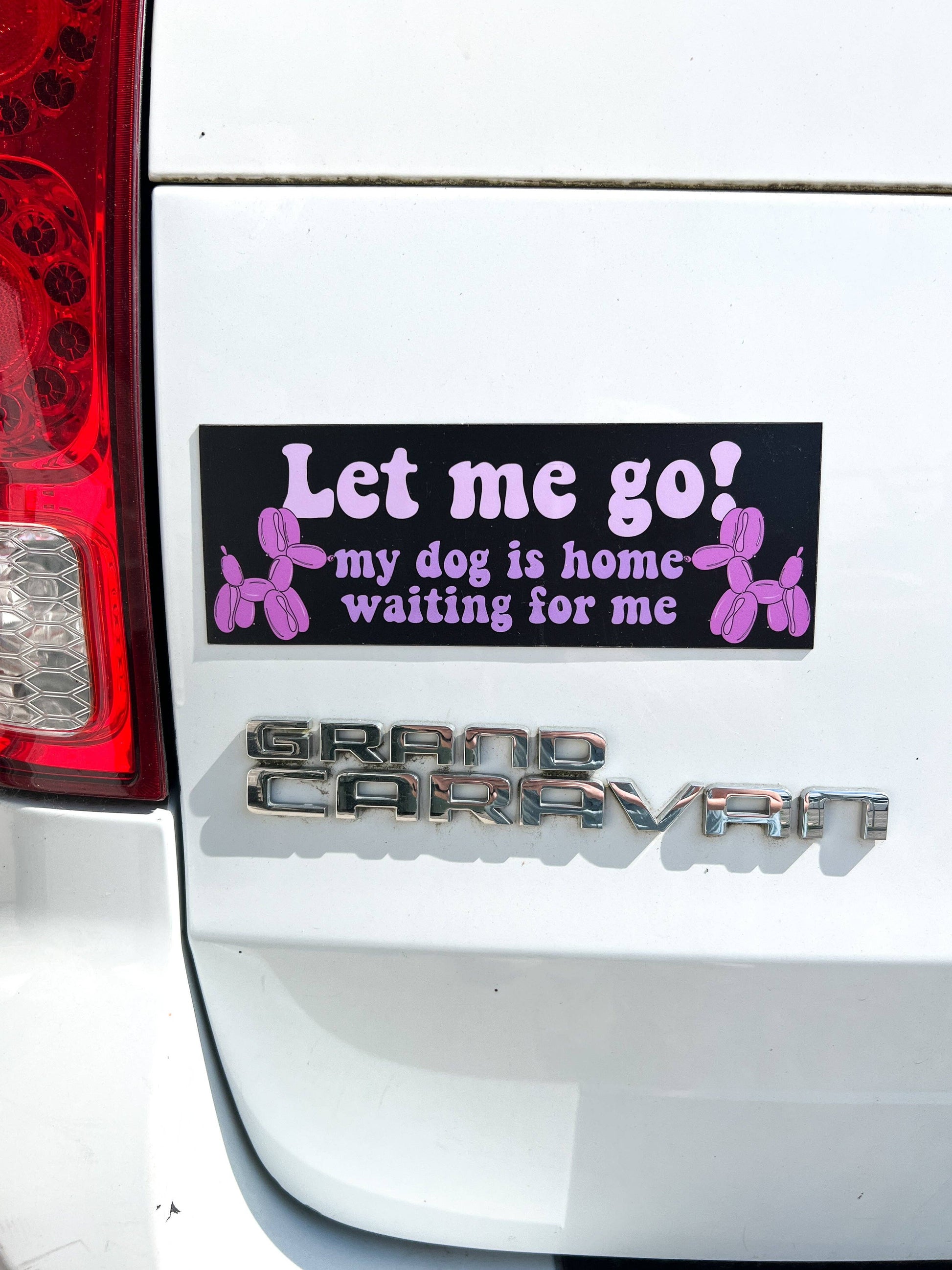 "Let Me Go" dog lover car magnet, 3x8.5 inches