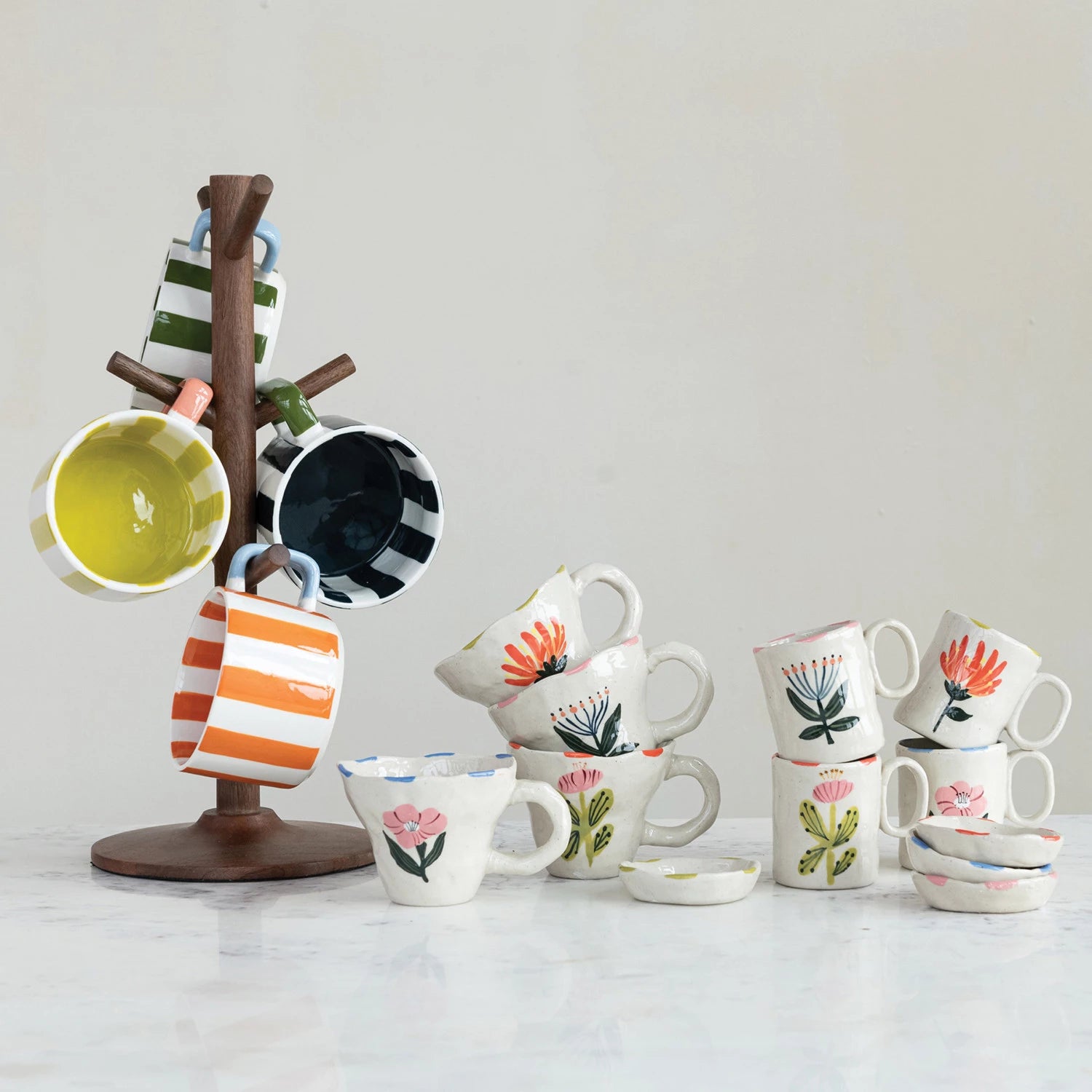 5 oz floral stoneware mug in multi-color styles gift store knoxville