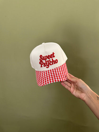Sweet but Psycho Red Gingham Hat