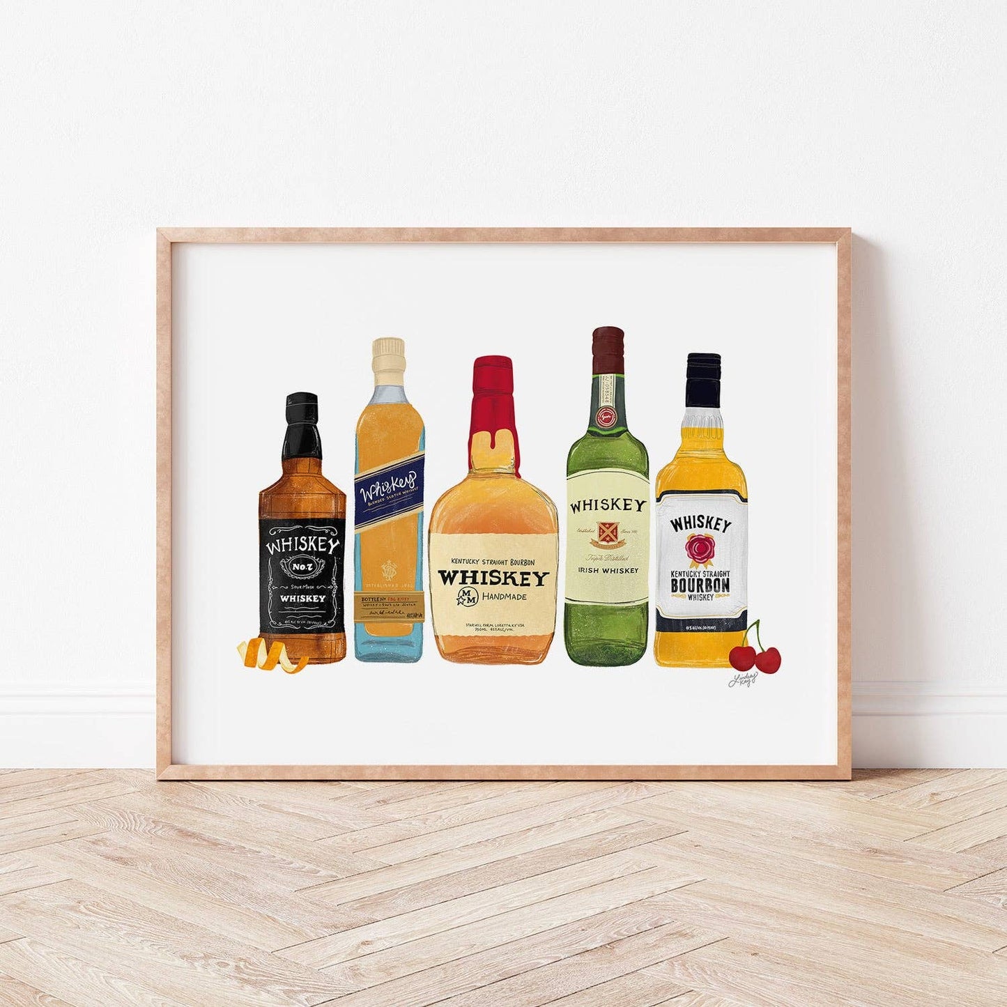 Whiskey bottle illustration wall art  ideal gift for whiskey lovers
