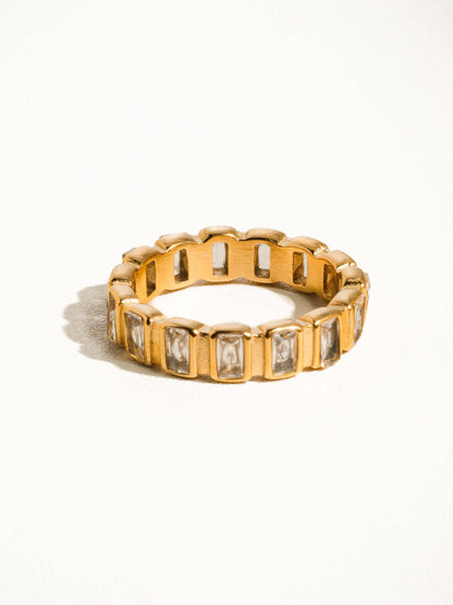 Sterling Yellow Gold Rhinestone Ring