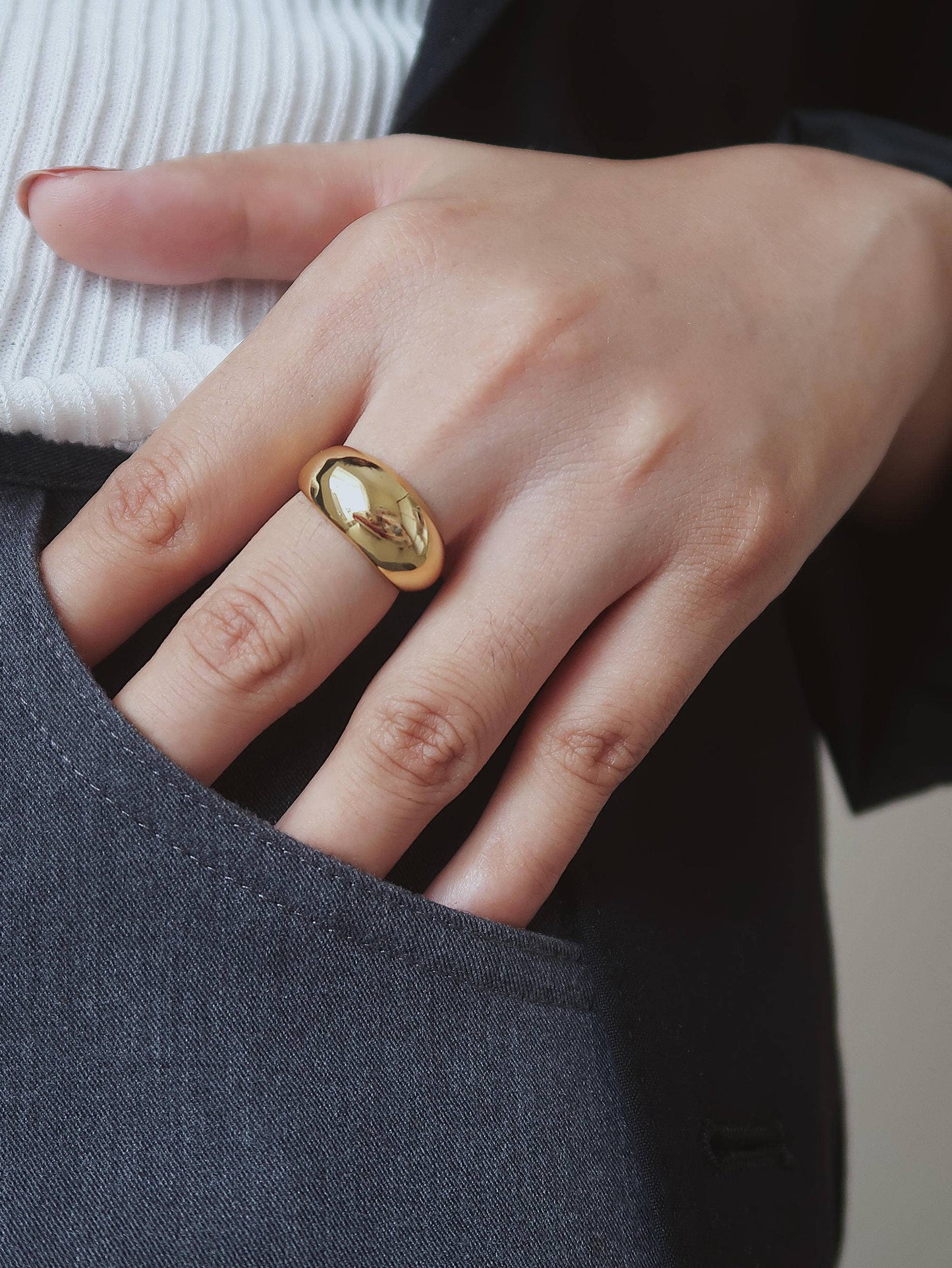 Roscoe 18K Yellow Gold Chunky Dome Statement Ring