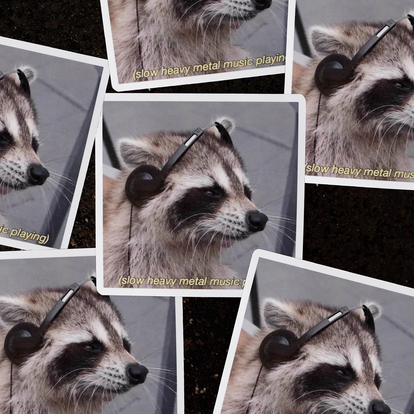 Slow Heavy Metal Raccoon Vinyl Sticker