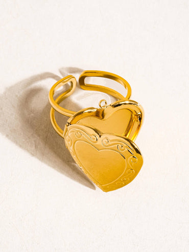 Sefina Locket Heart Adjustable Ring