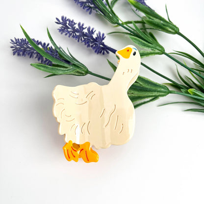 White Goose Acetate Hair Claw Clip