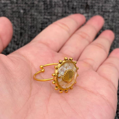 Shattered Shell 18K Gold Plated S.Steel Scallop Ring