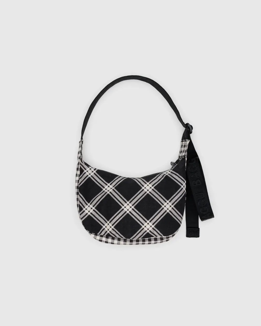  Baggu Small Crescent Bag in Mixed Plaid across the body, perfect size for daily use or gifting for gift shop