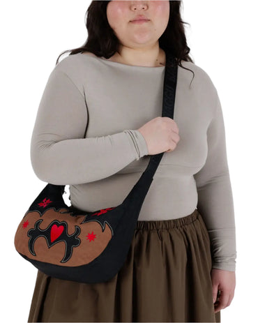 Medium Nylon Crescent Bag Western Appliqué Baggu