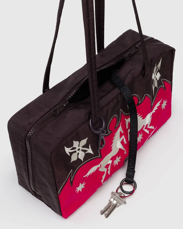 Small Baggu bowler bag made from recycled nylon with charm loops, perfect gift for stylish everyday use