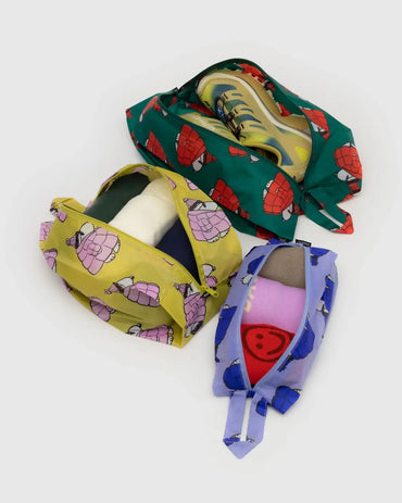 Snoopy print puffer zip bags for travel and organization