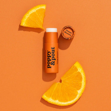 Poppy & Pout orange blossom natural lip balm in paper tube