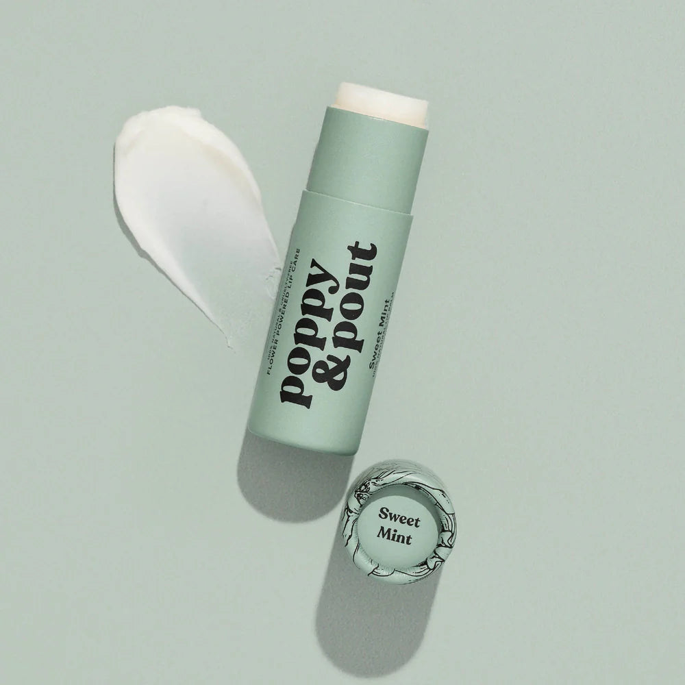 Cooling peppermint lip balm in biodegradable packaging