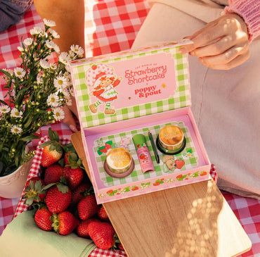 Strawberry shortcake scented balm in biodegradable packaging