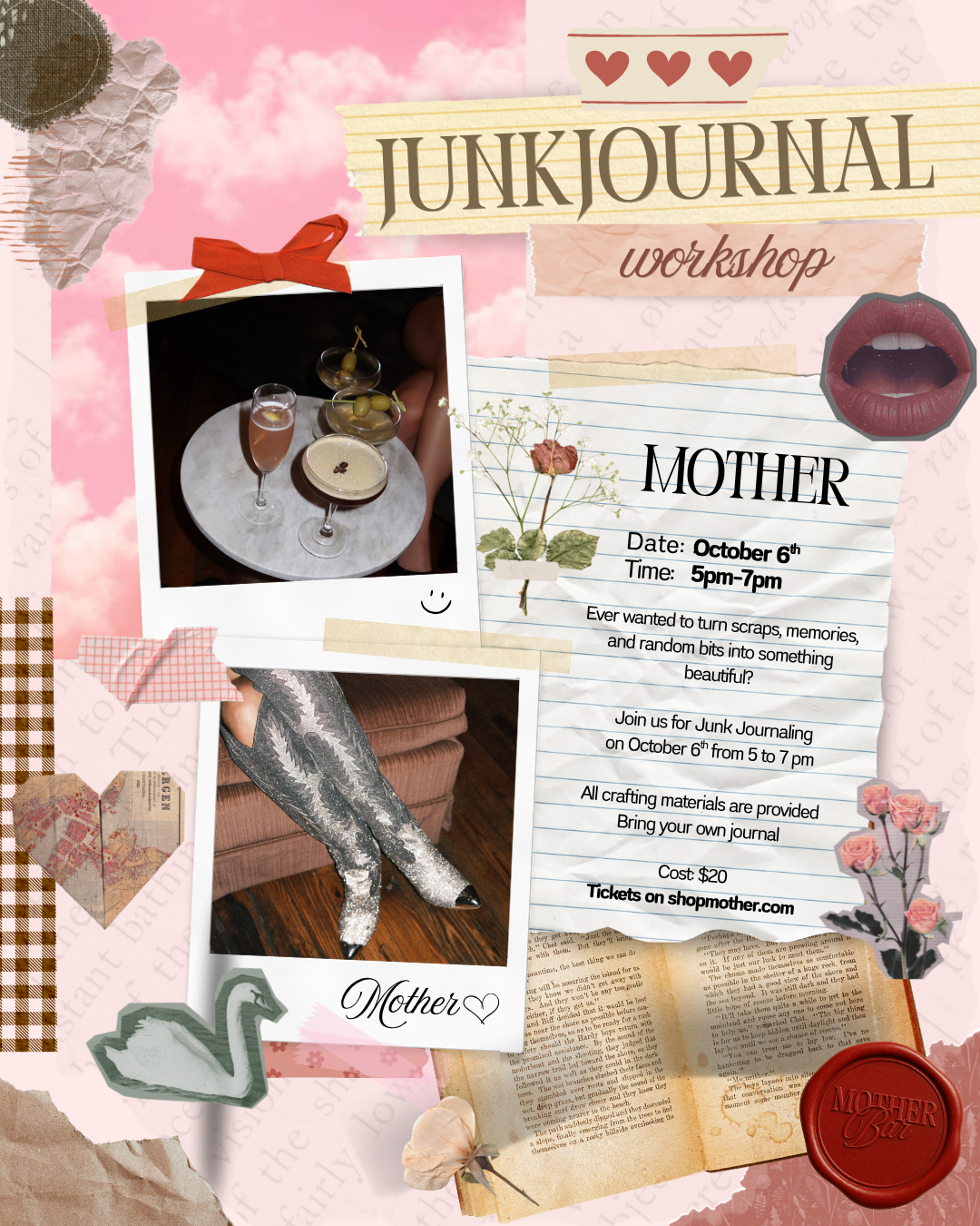 Junk Journal Workshop at Mother Bar October 6th