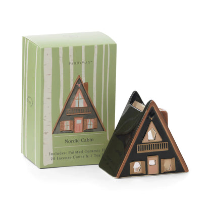 Nordic Cabin Style Incense & Tea Light Holder Ceramic House