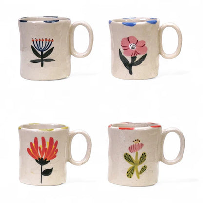 Hand-painted stoneware espresso mug with floral design gift shop mugs knoxville